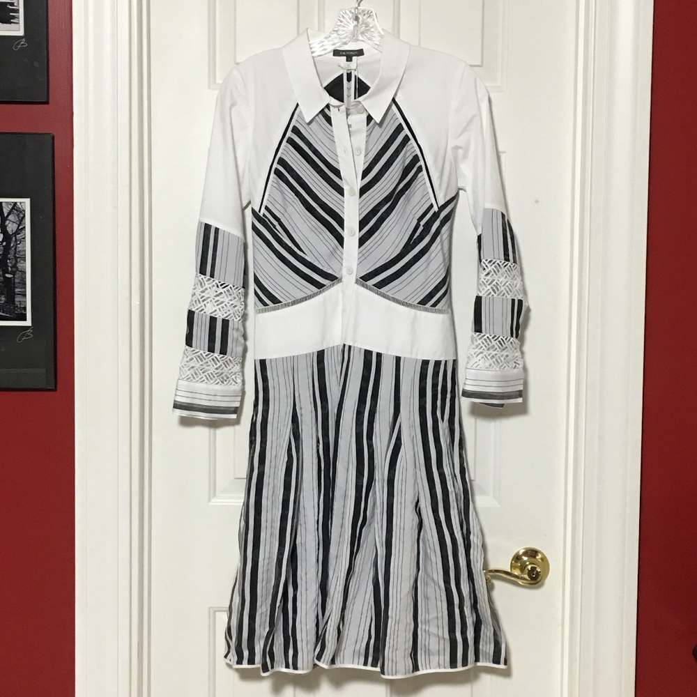 Zac Posen Organdy Stripe Black White Dress $1290! - Picture 7 of 14
